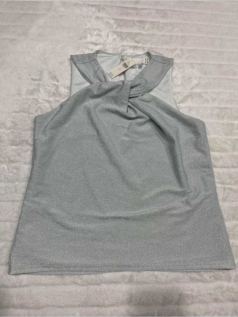 Sleeveless Silver Shimmer Halter Top